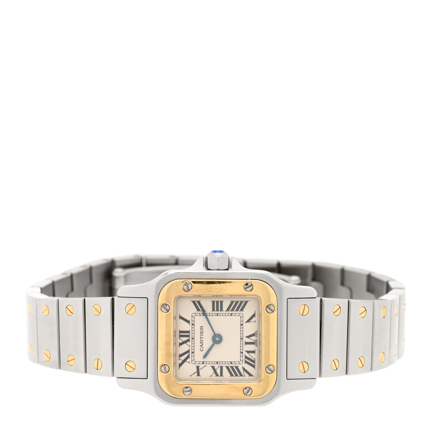 Stainless Steel 18K Yellow Gold 24mm Santos De Cartier Galbee Quartz Watch