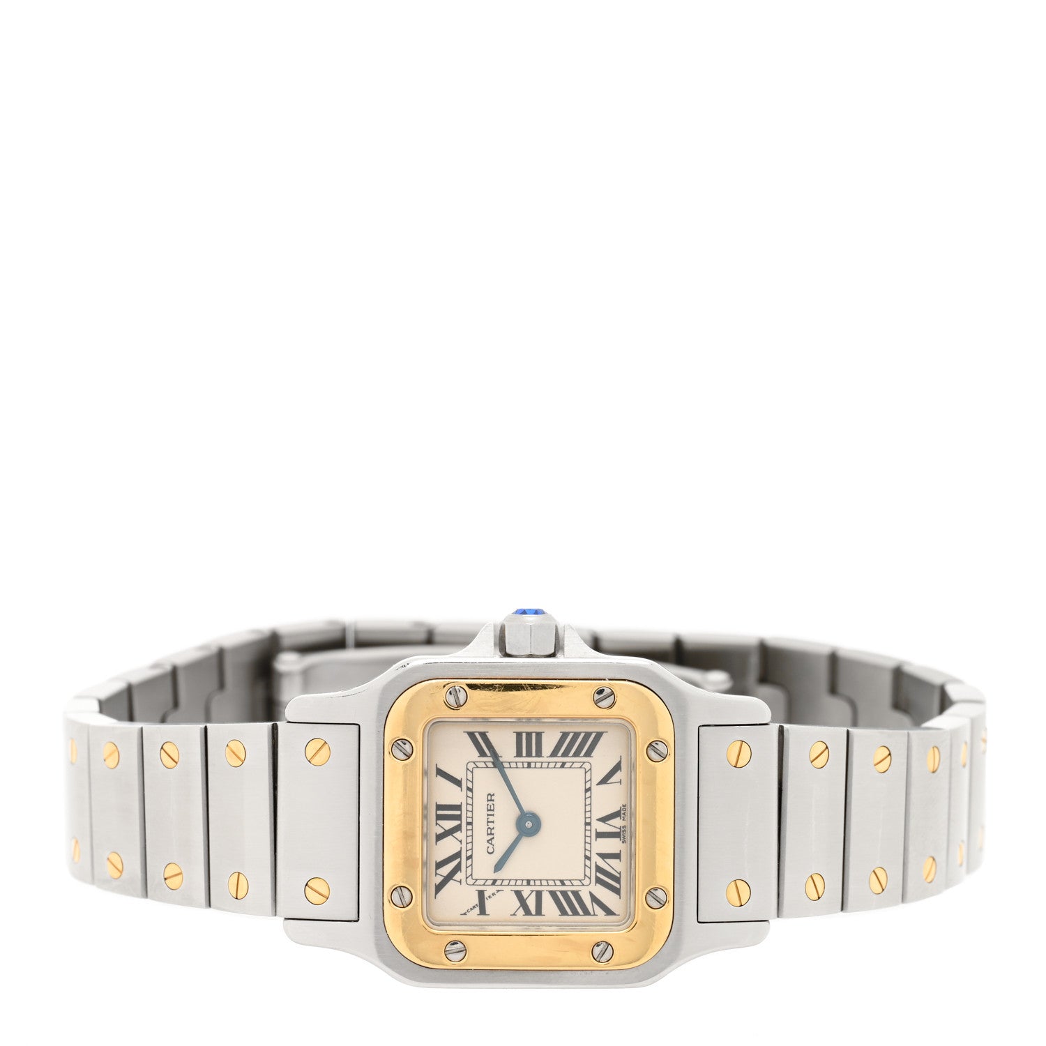 Cartier Stainless Steel 18K Yellow Gold 24mm Santos De Cartier Galbee Quartz Watch 2 of 5