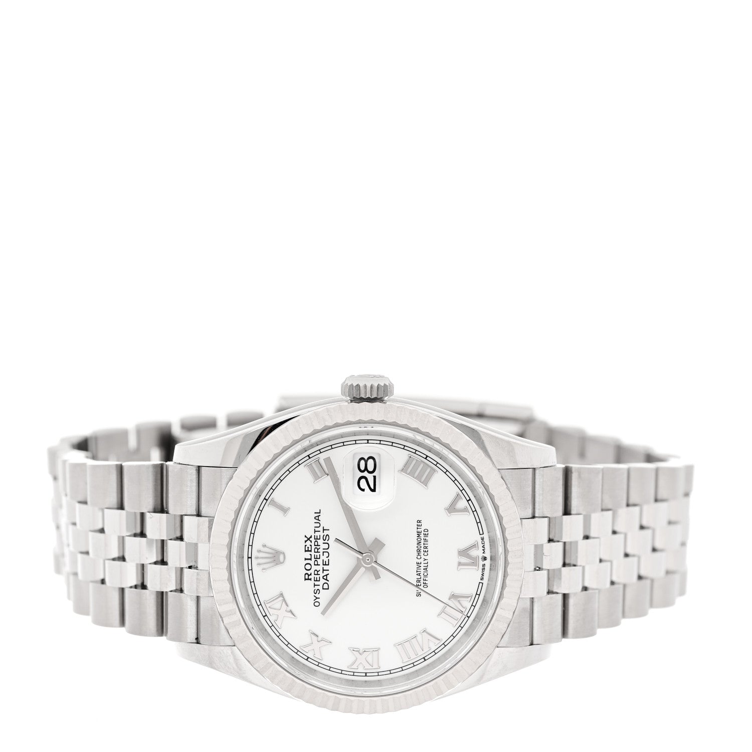 Rolex Stainless Steel 18K White Gold 36mm Oyster Perpetual Datejust Watch White Roman 126234 2 of 5
