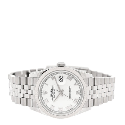 Rolex Stainless Steel 18K White Gold 36mm Oyster Perpetual Datejust Watch White Roman 126234 2 of 5