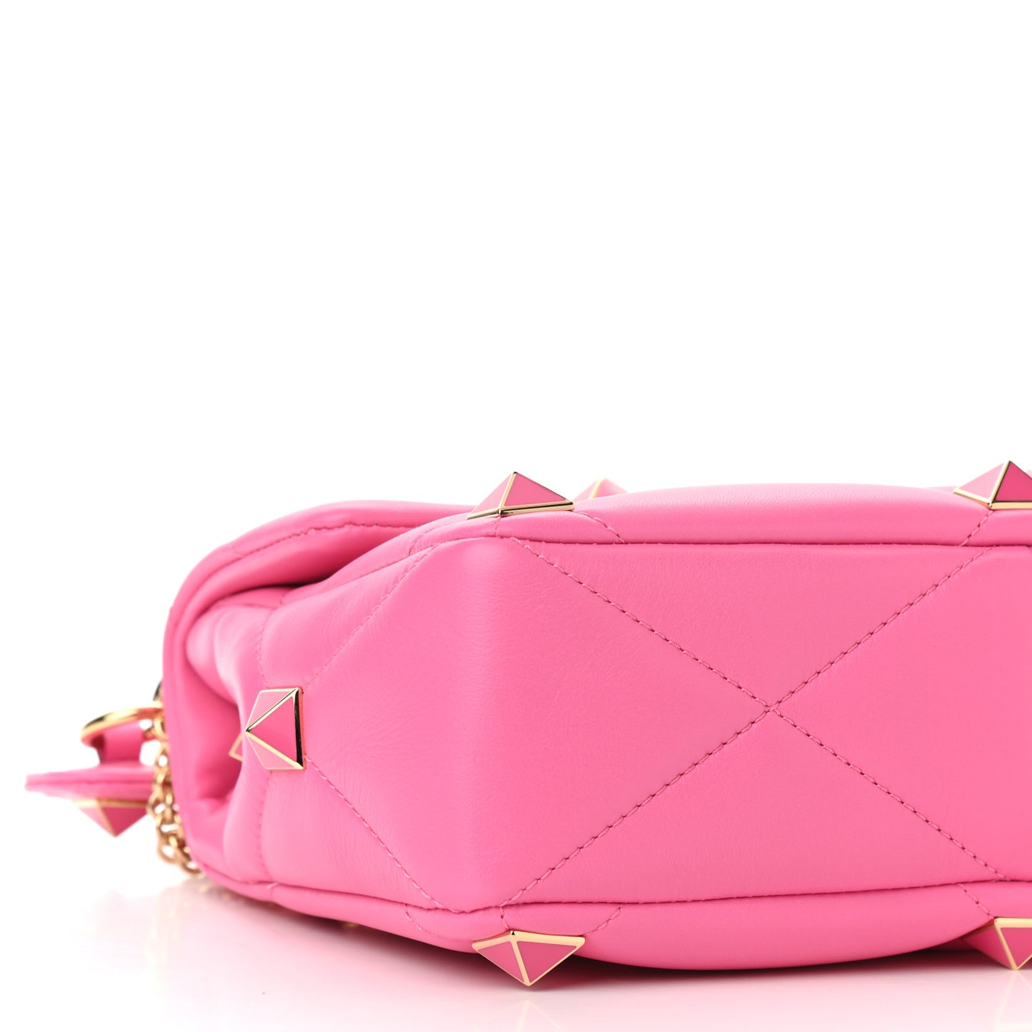 Nappa Enamel Large Roman Stud Shoulder Bag Feminine Pink