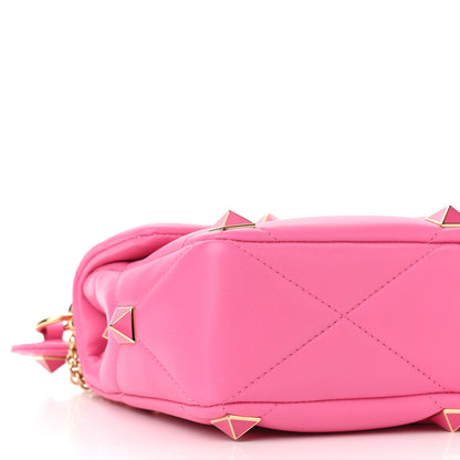 Valentino Garavani Nappa Enamel Large Roman Stud Shoulder Bag Feminine Pink 8 of 9