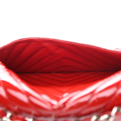 Chanel Patent Chevron Quilted Jumbo Single Flap Red 11 of 12