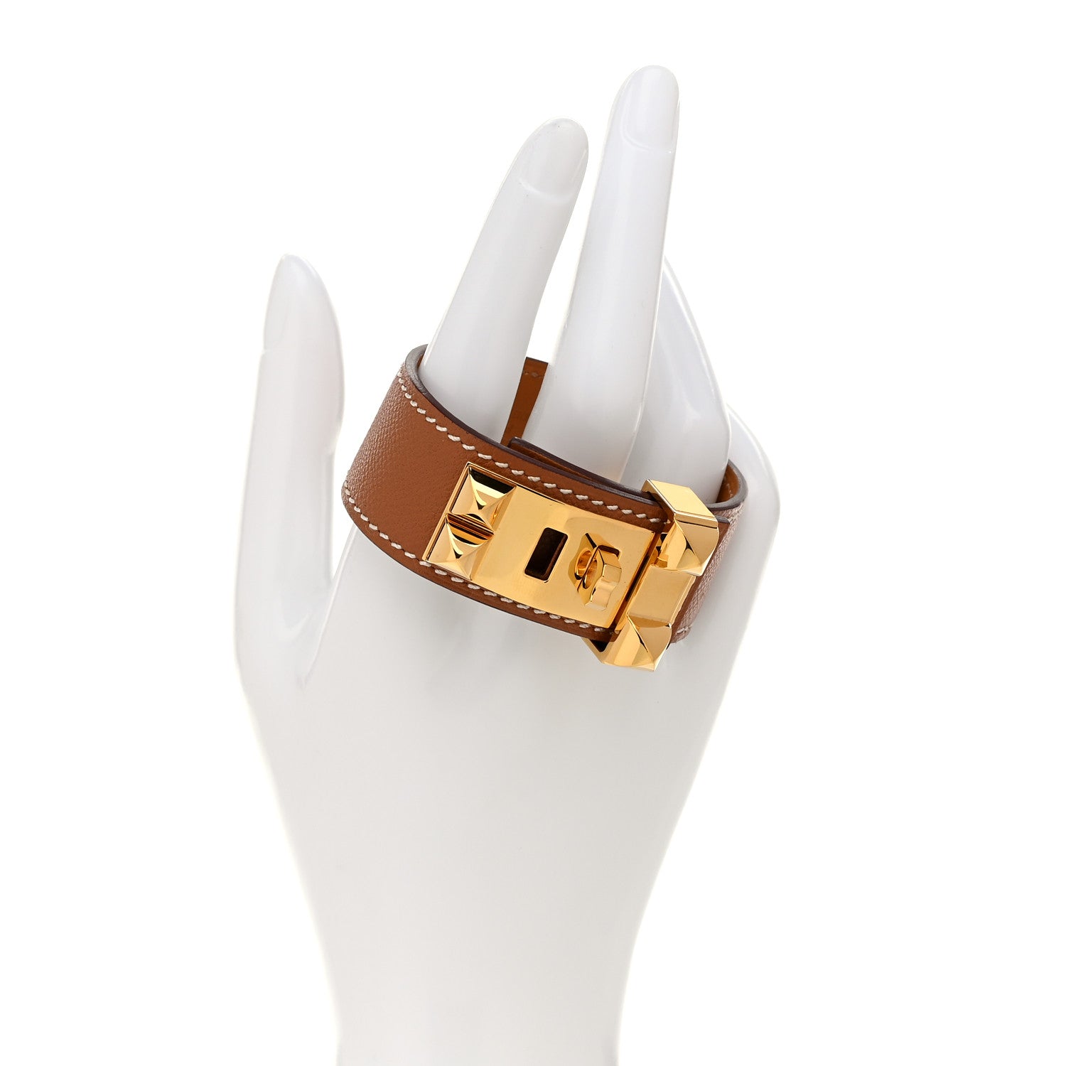 Hermes Madame Calfskin Collier de Chien CDC 24 Bracelet T2 Gold 2 of 7