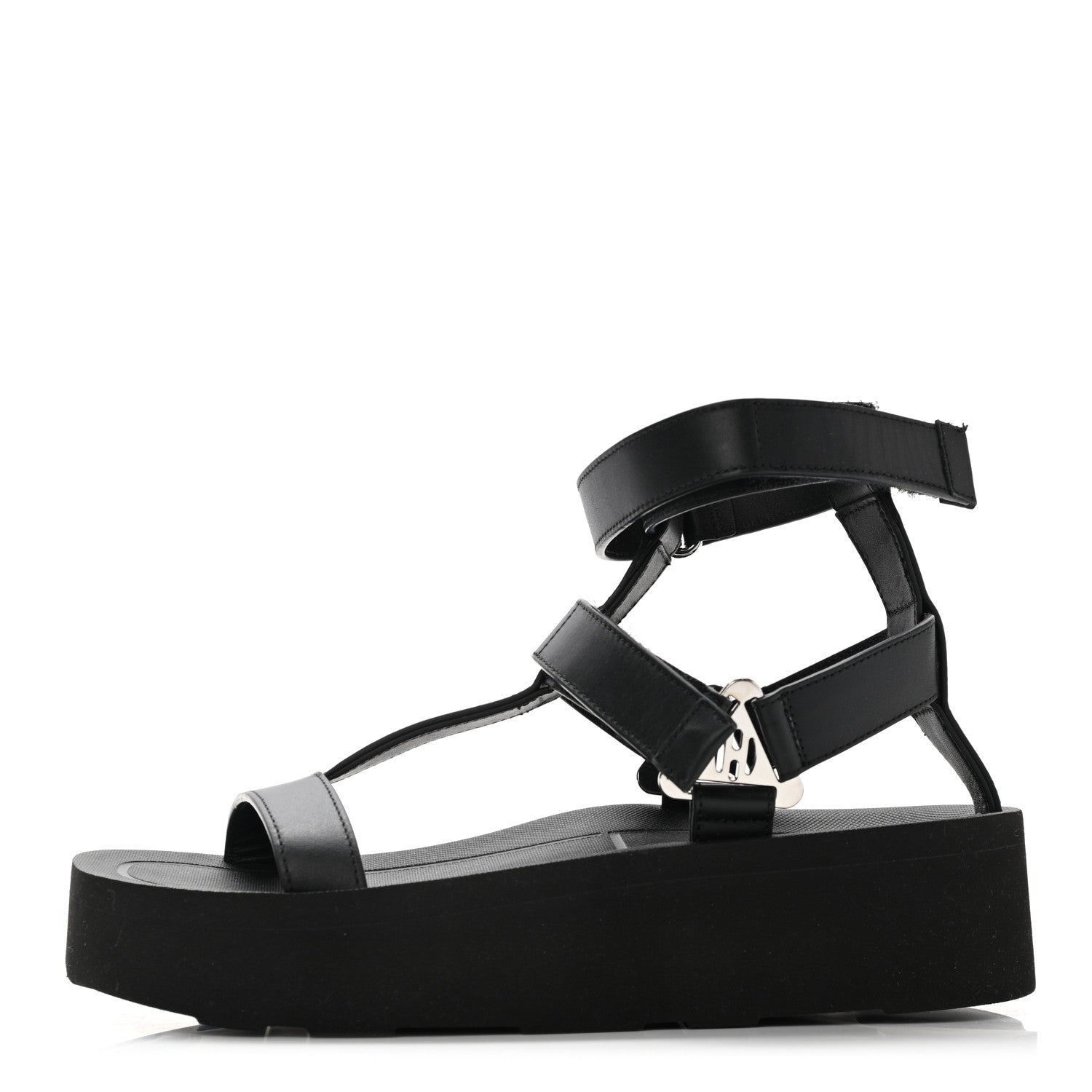 Hermes Calfskin Womens Enid Sandals 35 Black 1 of 12