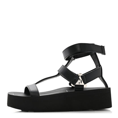 Hermes Calfskin Womens Enid Sandals 35 Black 1 of 12