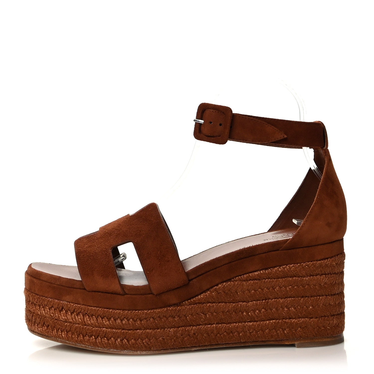 Hermes Suede Elda Espadrille Wedge Sandals 39 Gold 1 of 9