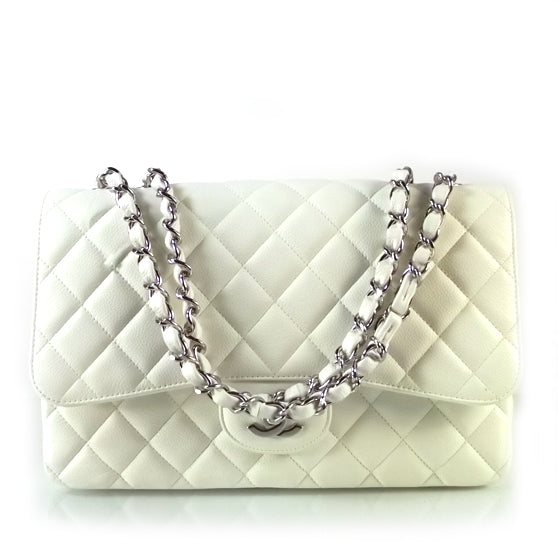 Chanel Caviar Jumbo Flap White 1 of 9