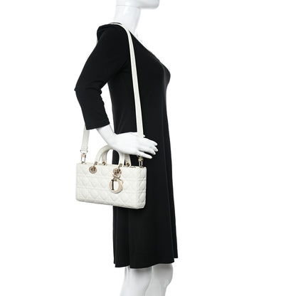 Christian Dior Lambskin Cannage Medium Lady D-Joy White 2 of 13