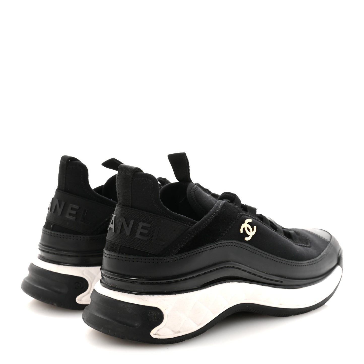 Velvet Calfskin Mixed Fibers CC Sneakers 39 Black 39 Black