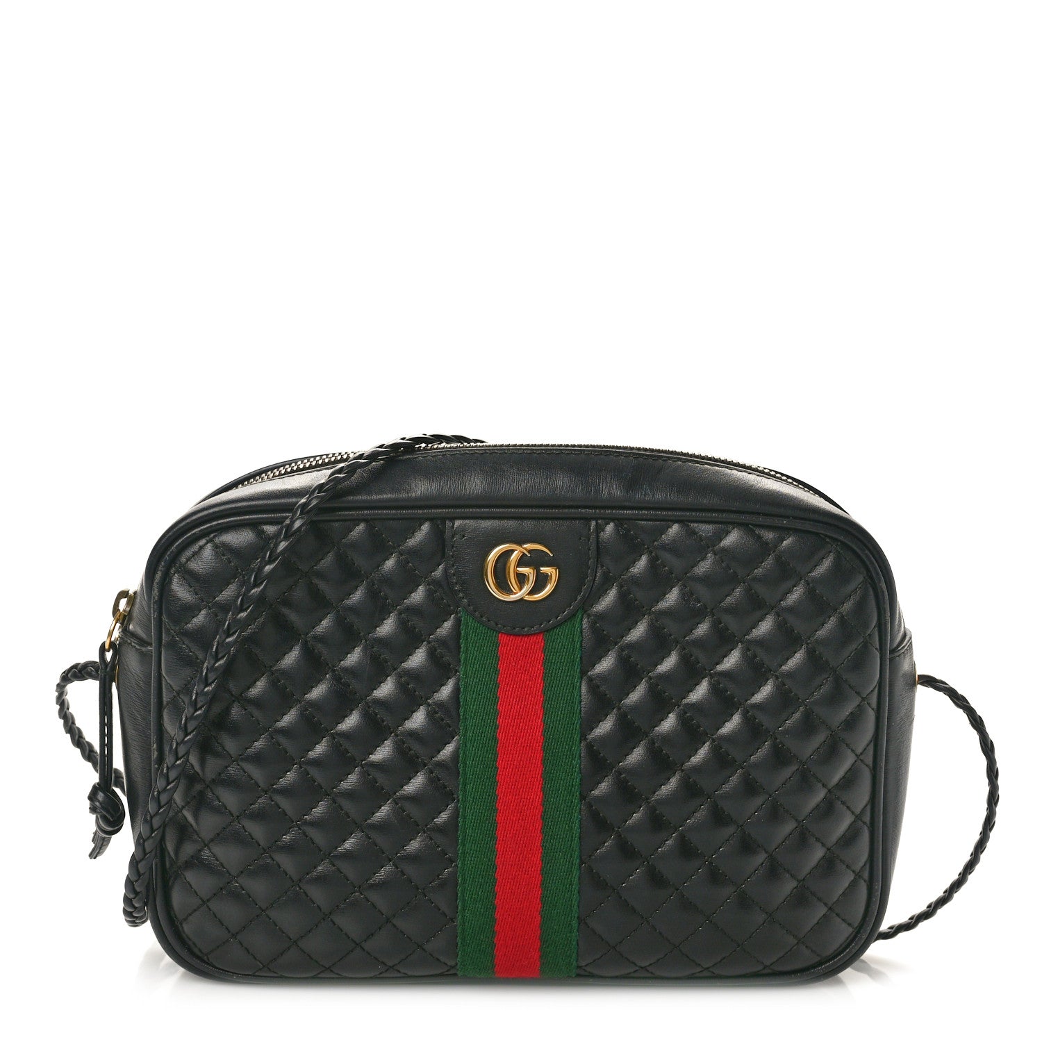 Gucci Calfskin Web Trapuntata Small GG Shoulder Bag Black 1 of 12