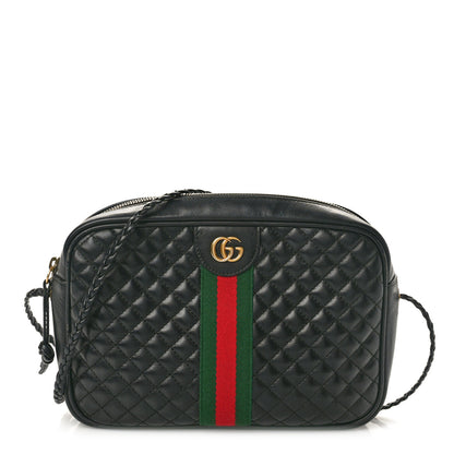 Gucci Calfskin Web Trapuntata Small GG Shoulder Bag Black 1 of 12