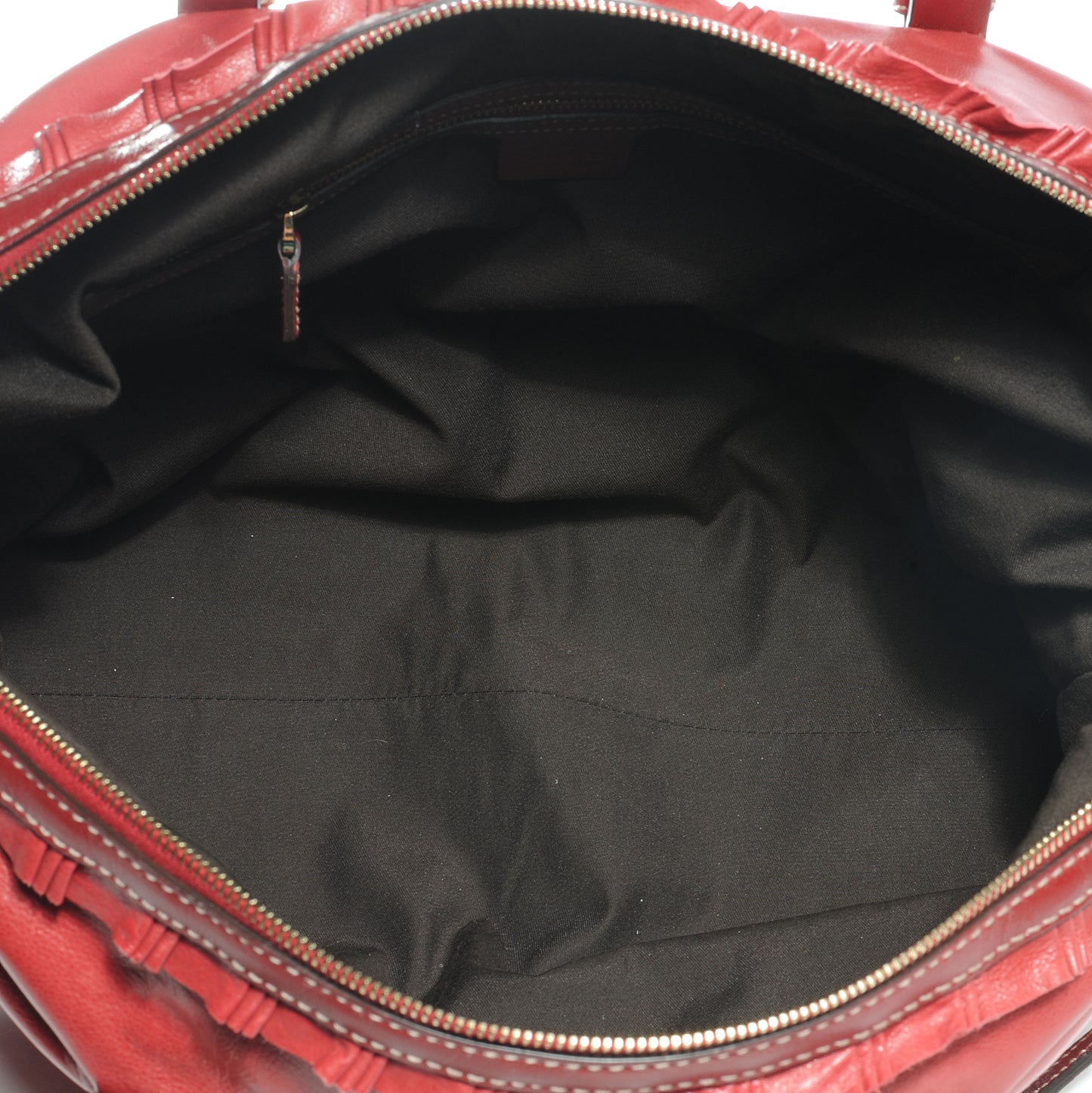 Leather Ruffle Sabrina Boston Tote Rouge