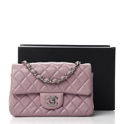 Chanel Lambskin Quilted Mini Rectangular Flap Light Purple 11 of 11