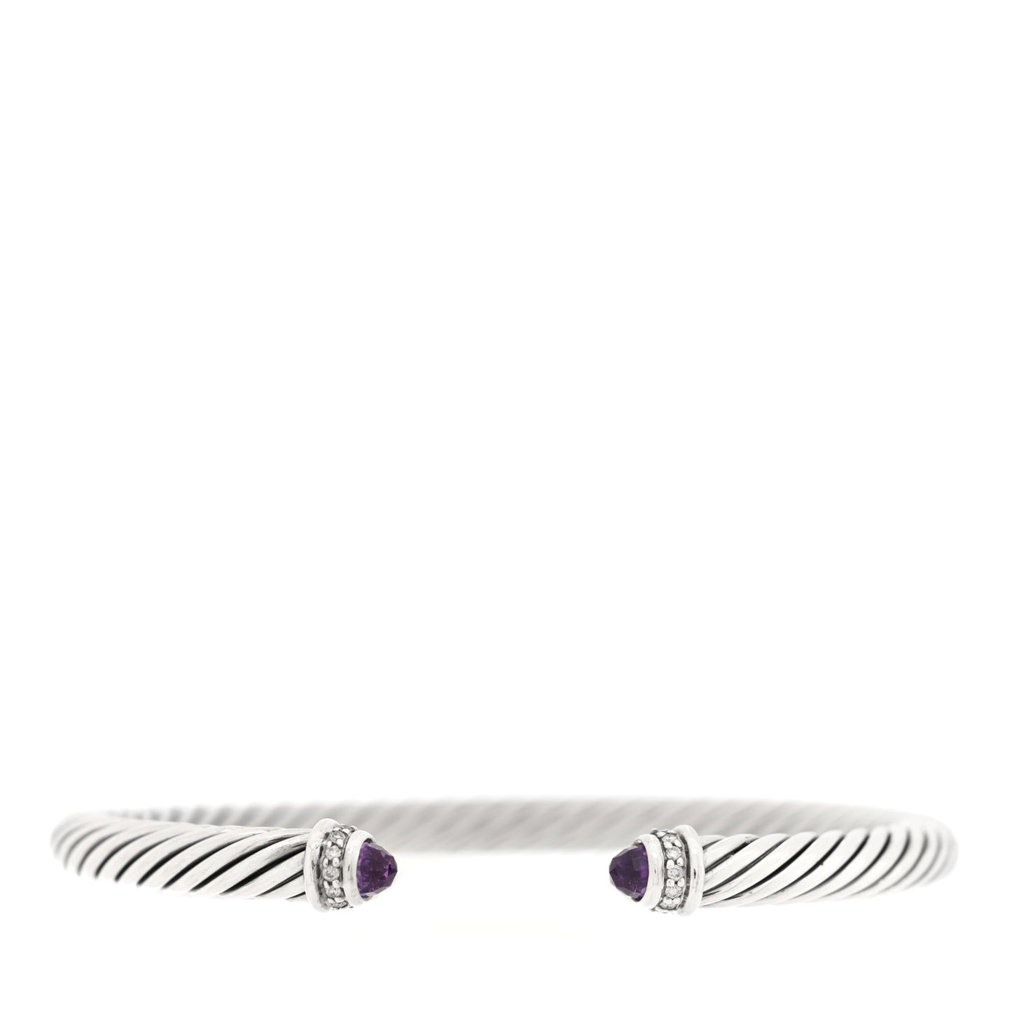Sterling Silver Diamond Amethyst 5mm Cable Classics Bracelet