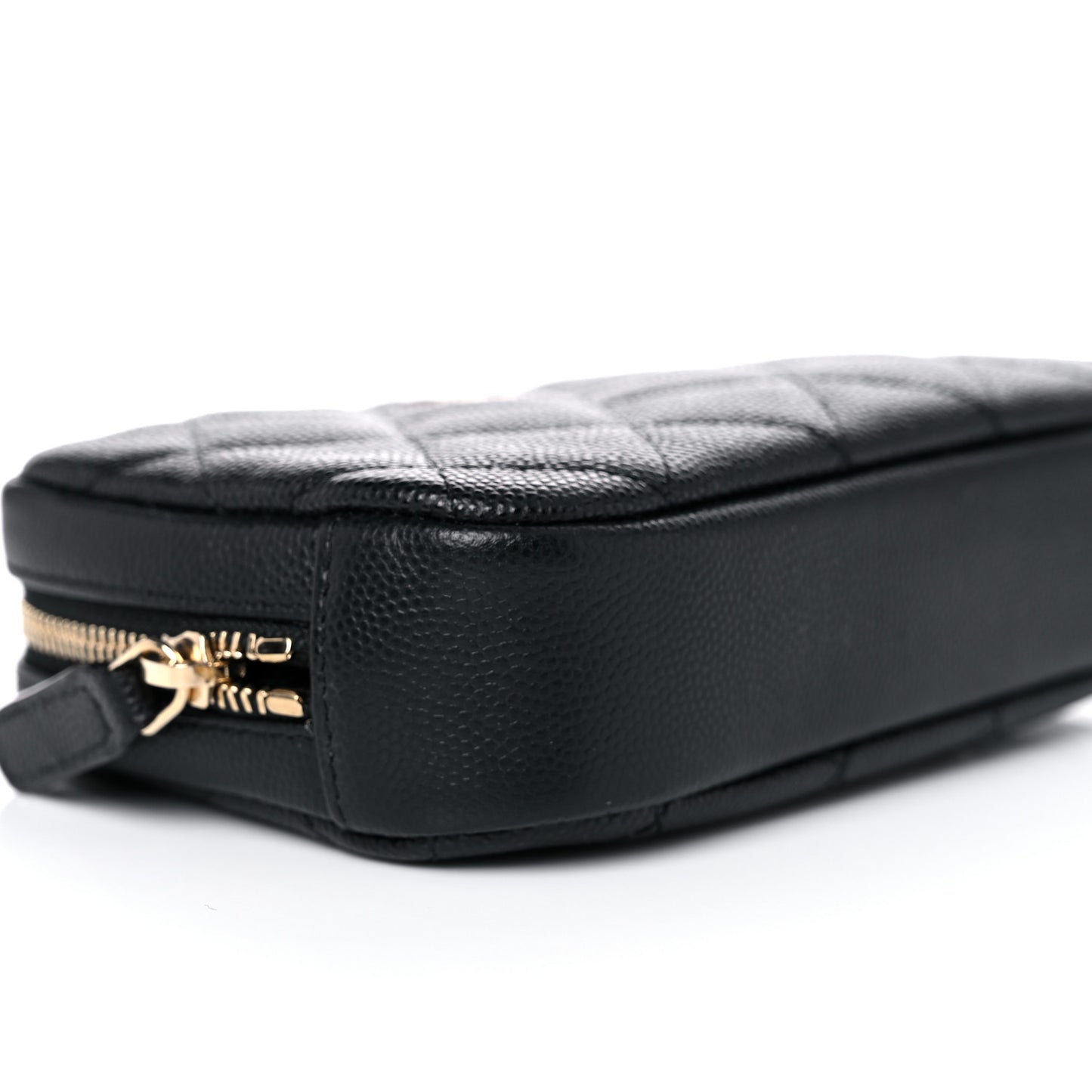 Caviar Quilted Small Curvy Pouch Cosmetic Case Black