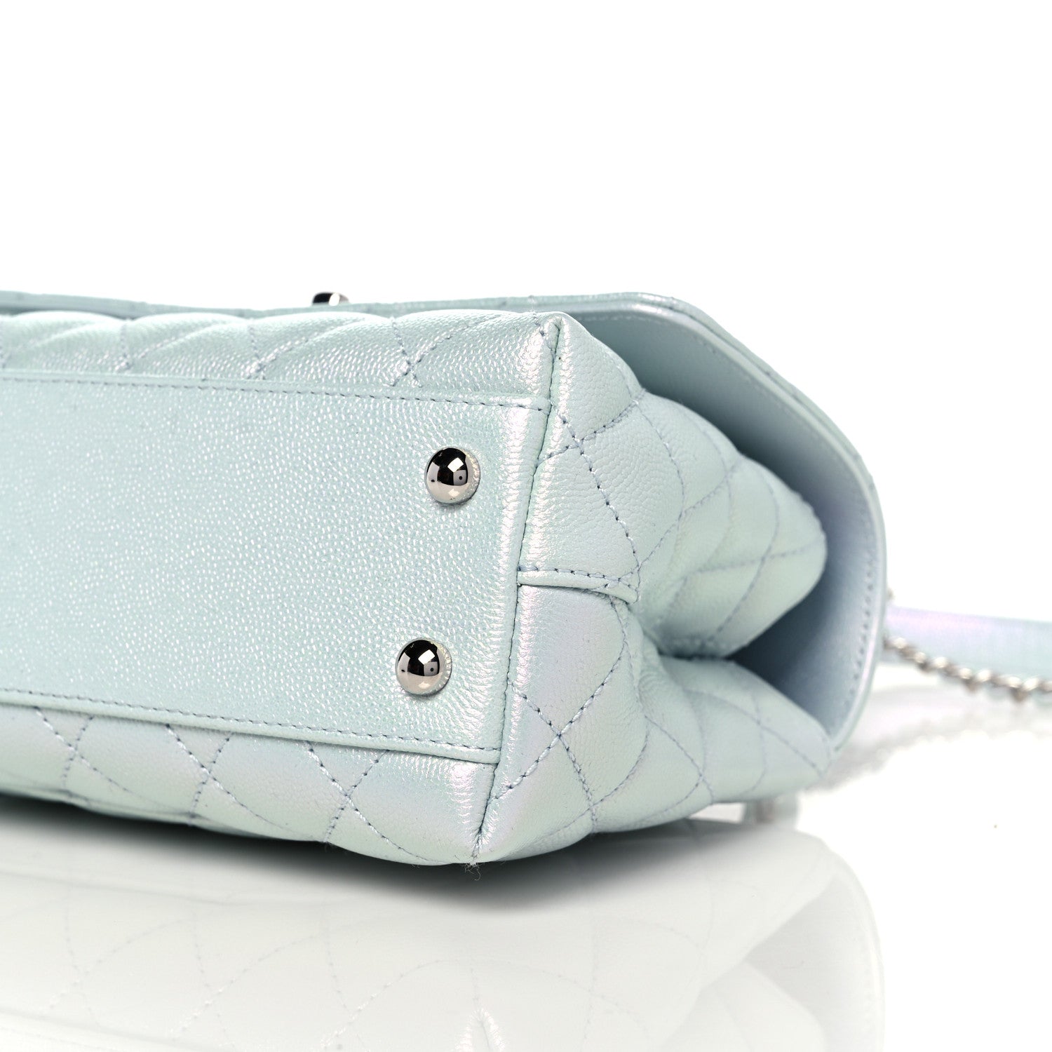 Chanel Iridescent Caviar Quilted Mini Coco Handle Flap Light Blue 9 of 9