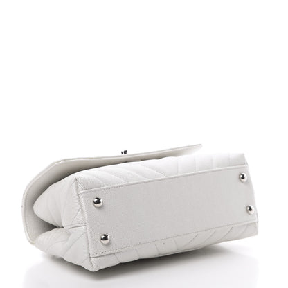 Chanel Iridescent Caviar Chevron Quilted Mini Coco Handle Flap White 5 of 14