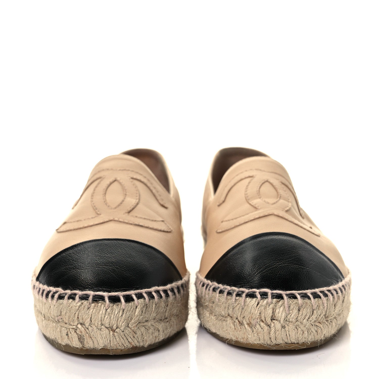 Chanel Lambskin CC Espadrilles 38 Beige Black 2 of 10
