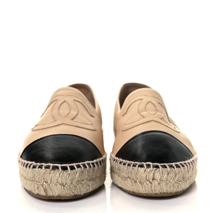 Chanel Lambskin CC Espadrilles 38 Beige Black 2 of 10