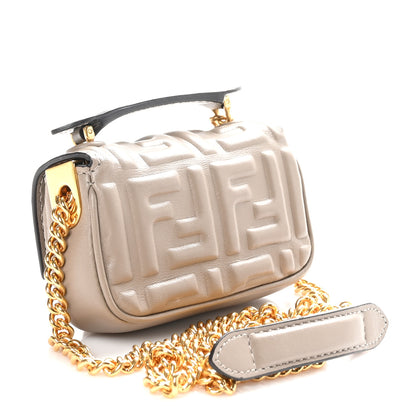 Fendi Nappa Matisse FF Embossed Nano Chain Baguette Tortora 3 of 9