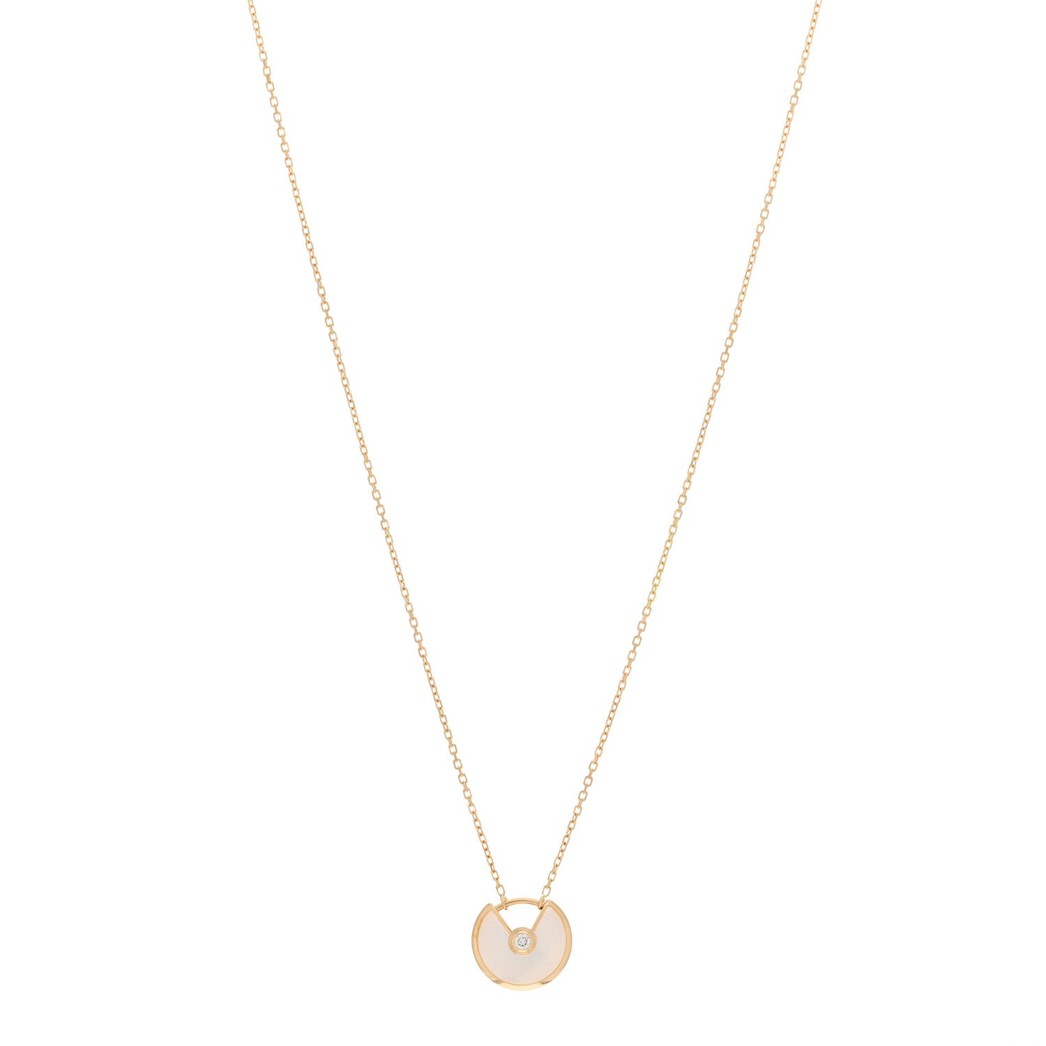 Cartier 18K Yellow Gold Diamond Mother of Pearl XS Amulette de Cartier Pendant Necklace 1 of 5