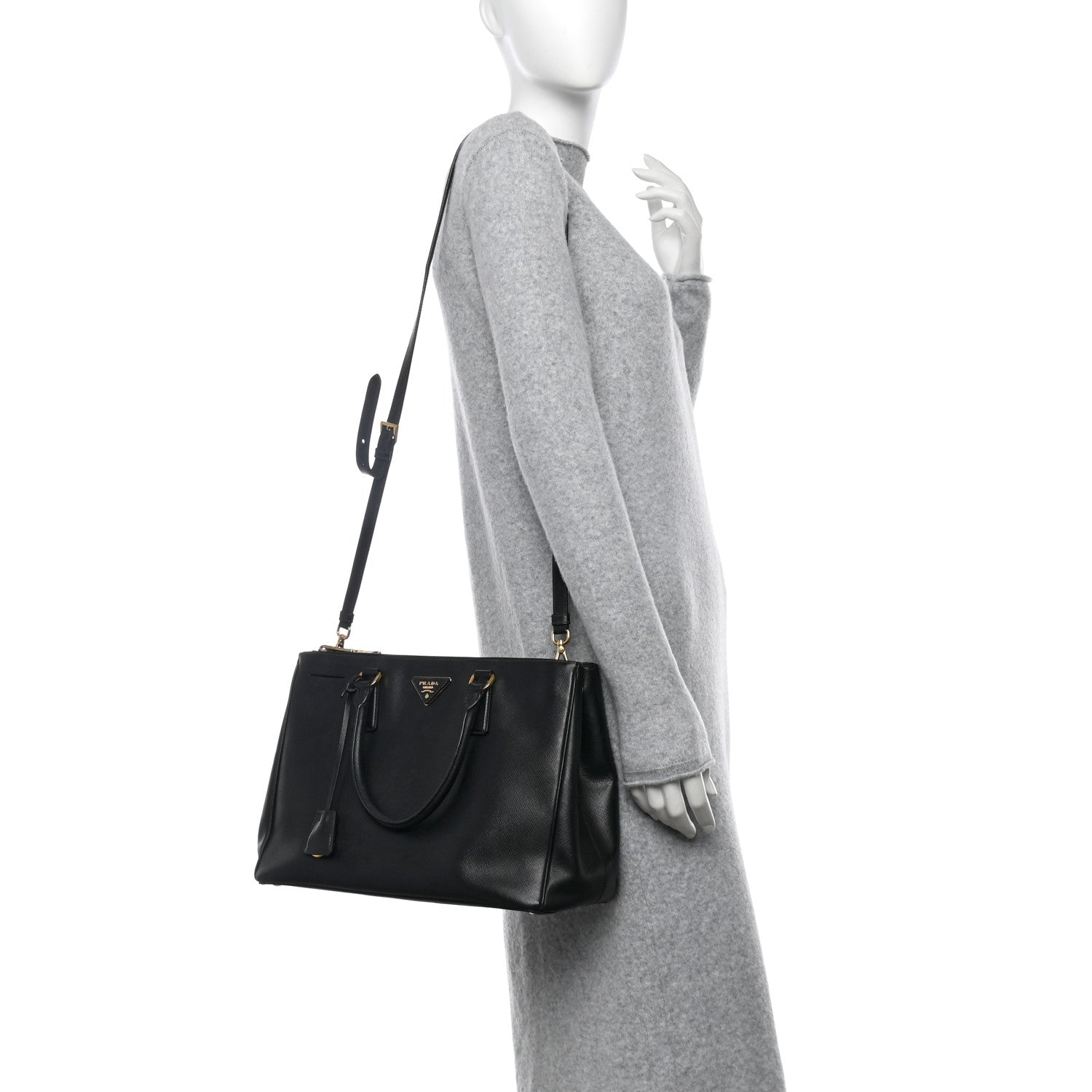 Prada Saffiano Lux Large Galleria Double Zip Black 2 of 15