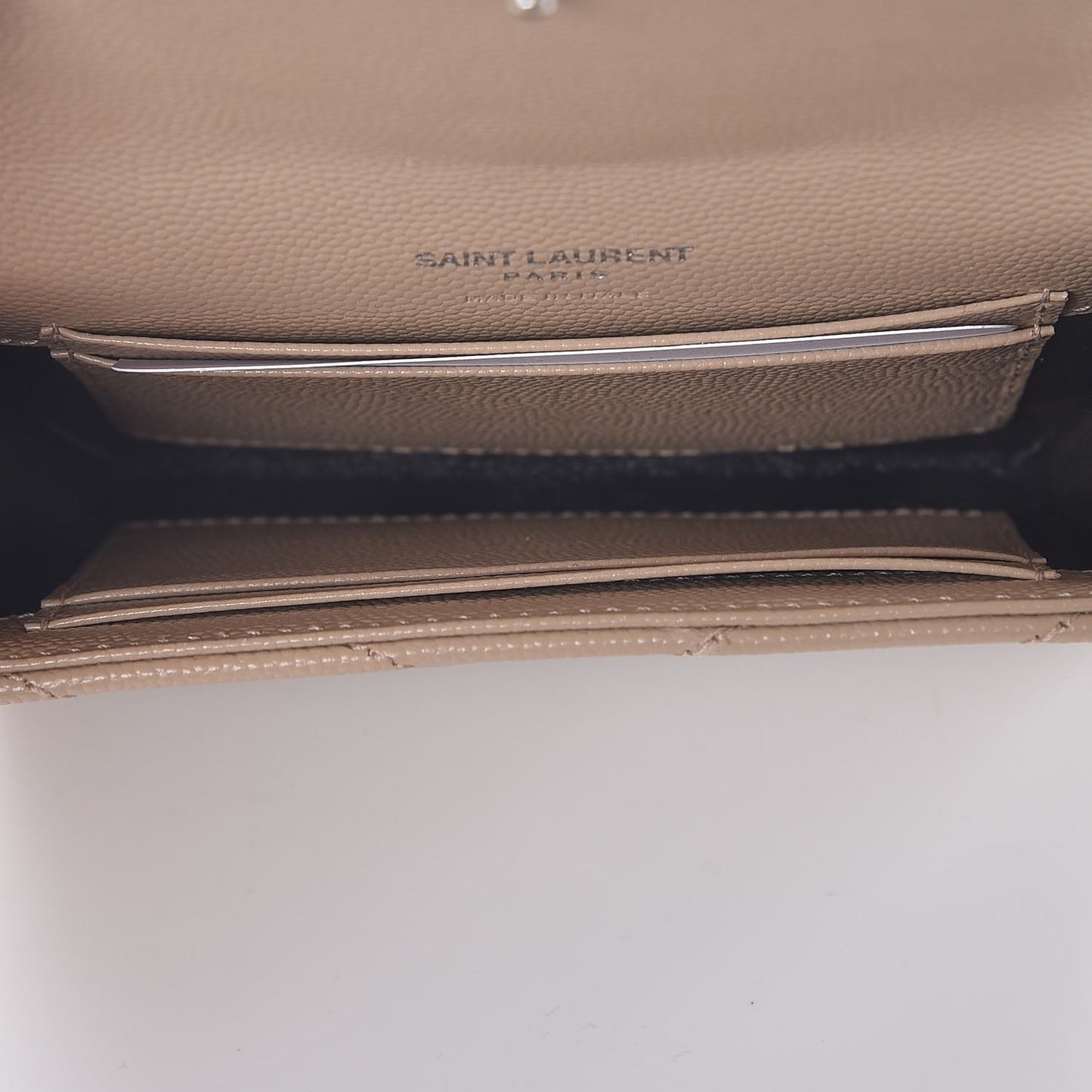 Grain De Poudre Matelasse Chevron Small Monogram Envelope Wallet Dark Beige