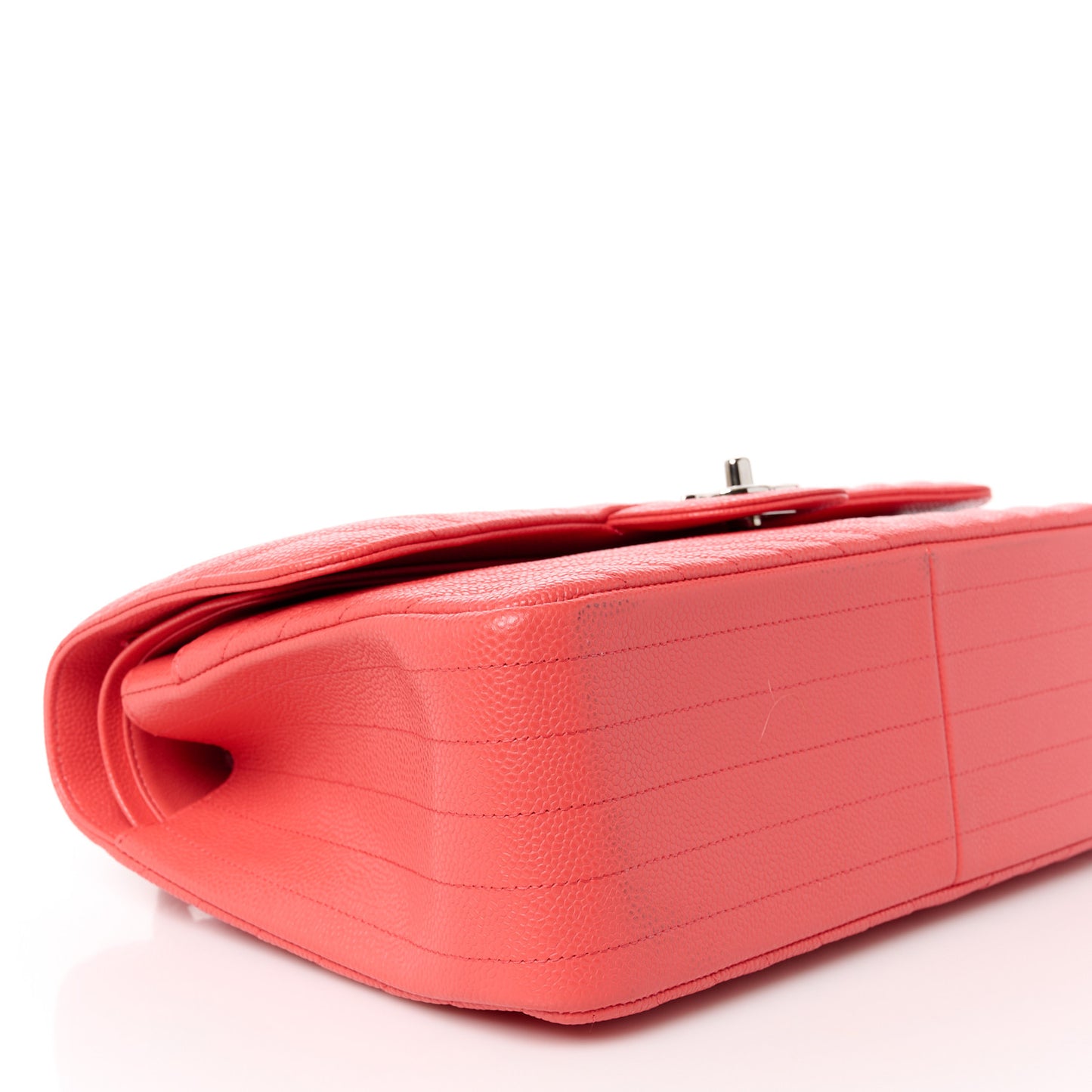 Caviar Chevron Quilted Jumbo Double Flap Coral