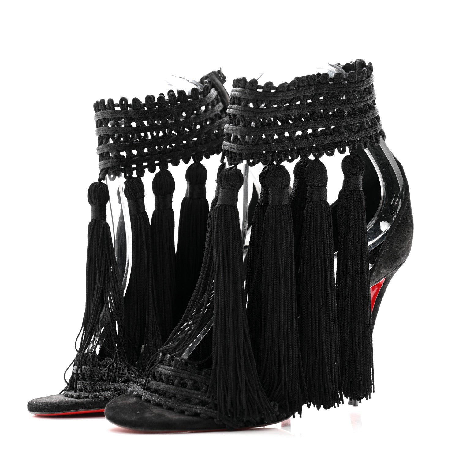 Christian Louboutin Suede Palma Macrame 100 Sandals 36 Black 3 of 11