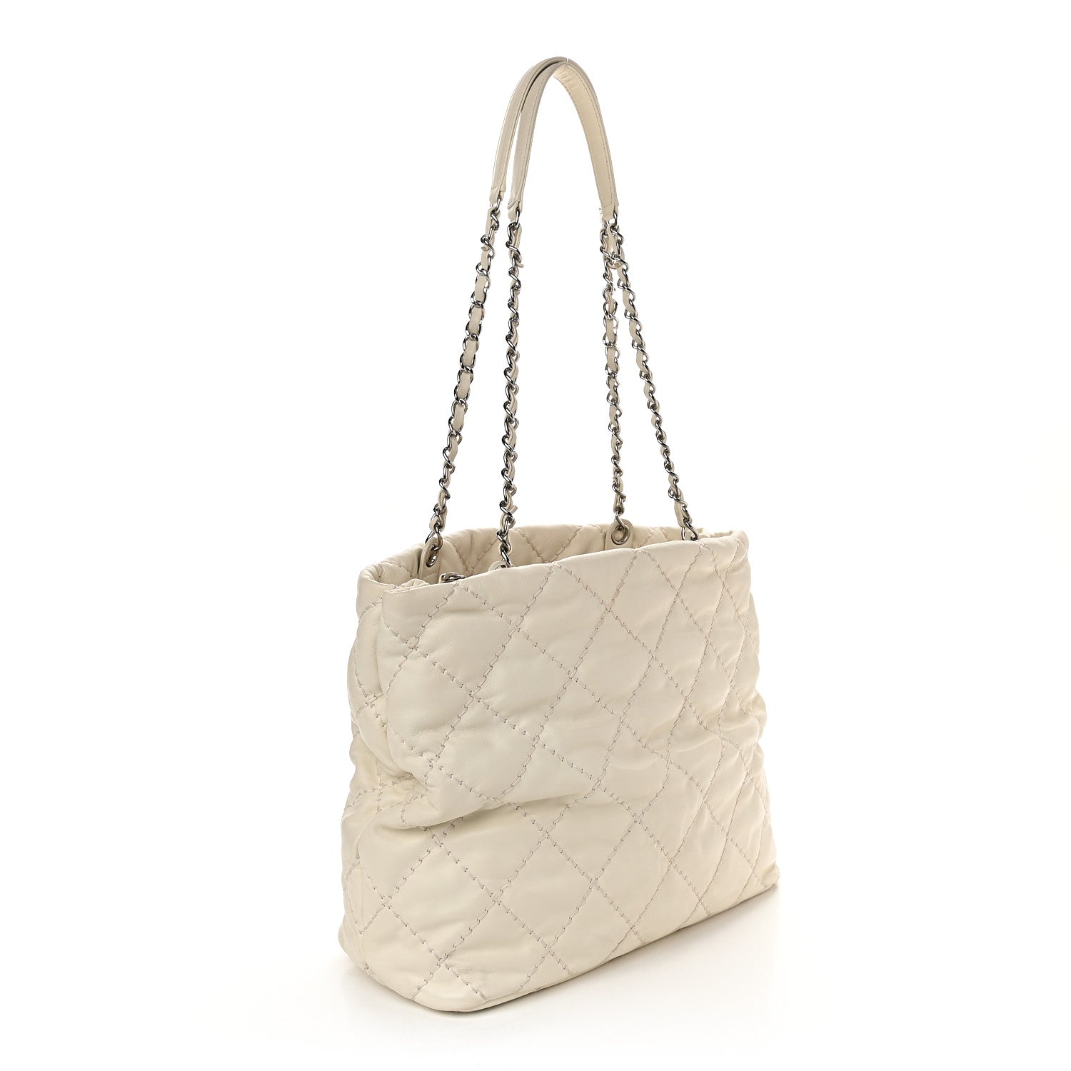 Chanel Calfskin Contrast Stitch Tote Beige 3 of 12
