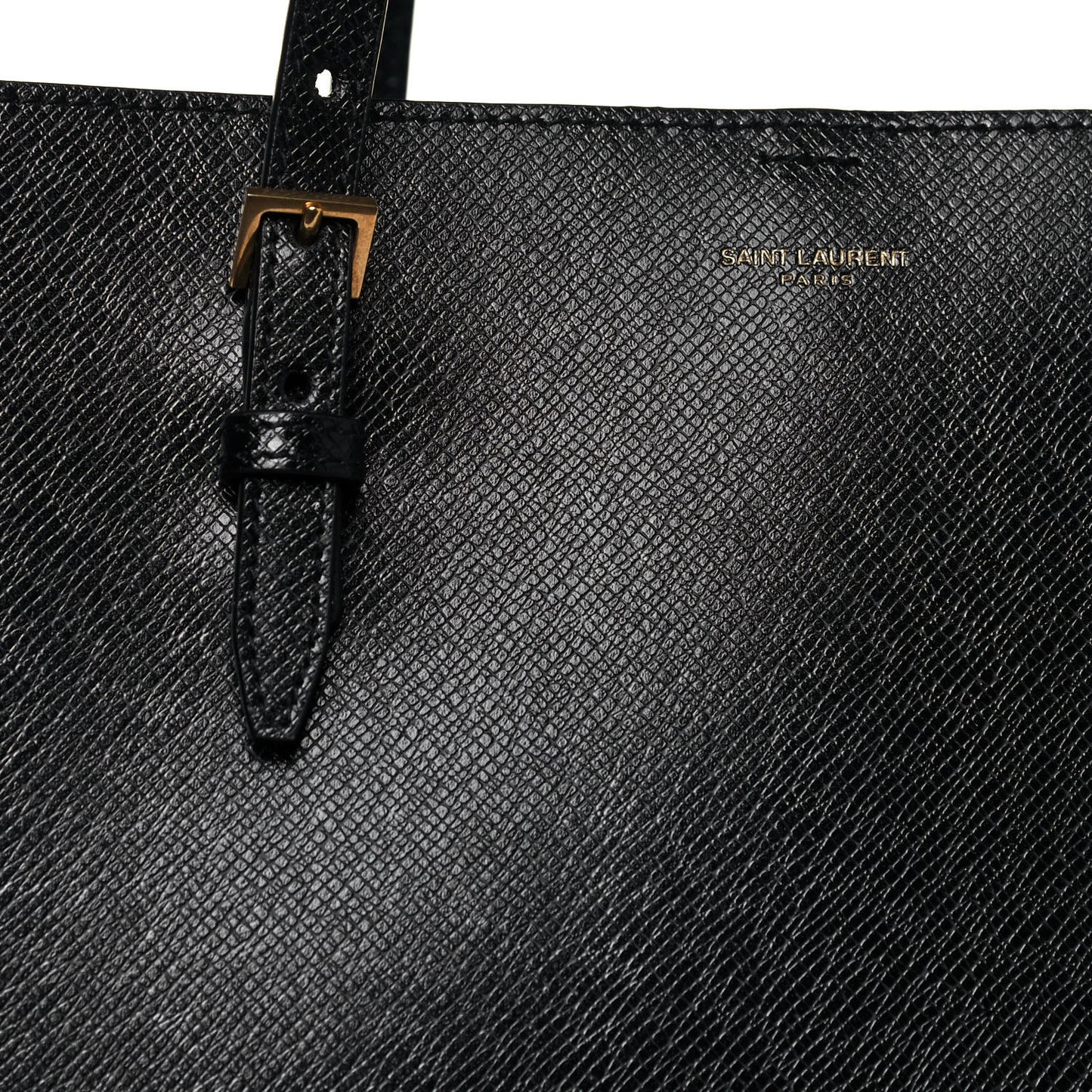 Grained Calfskin E/W Large Shopping Tote Black