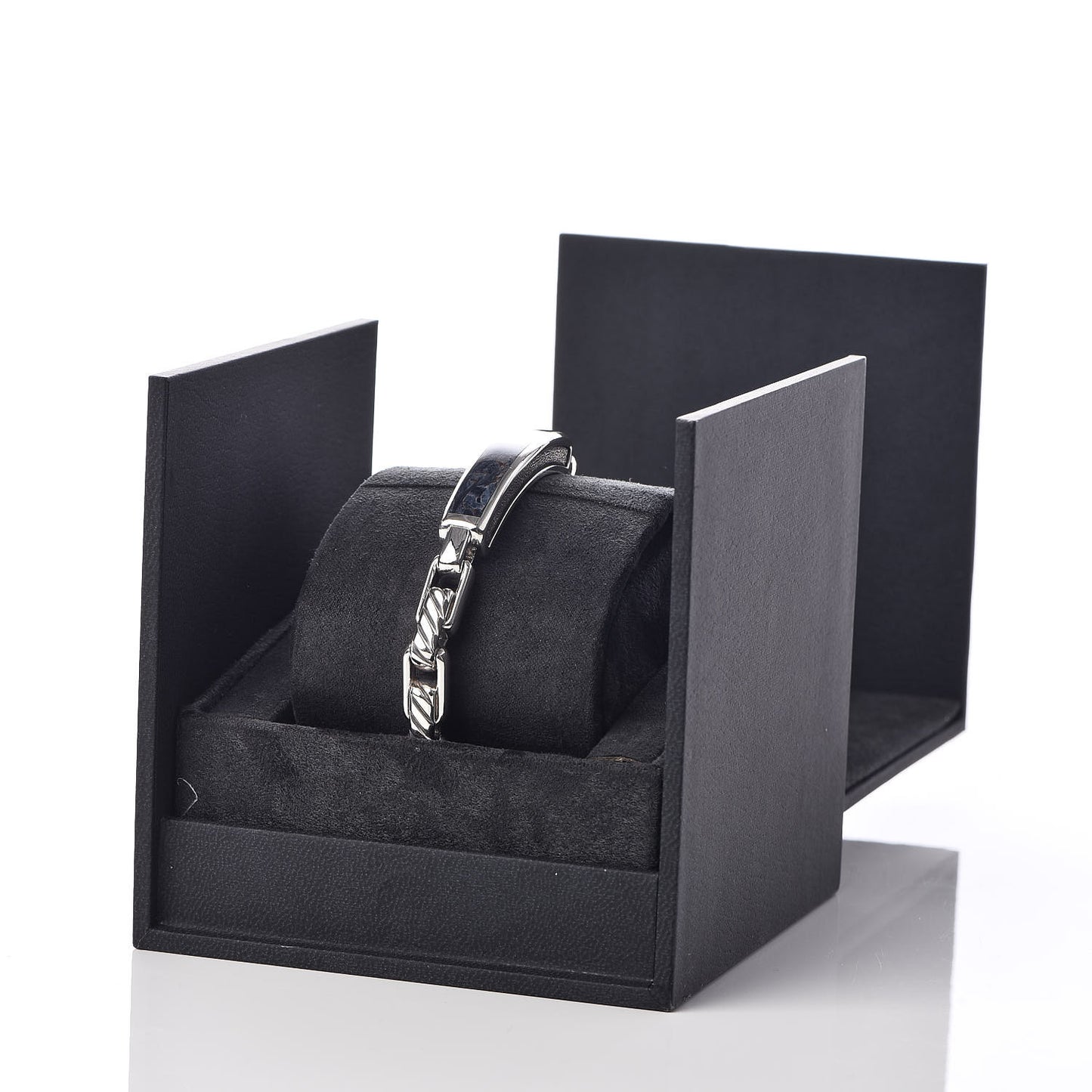 Sterling Silver Pietersite Mens Modern Cable ID Bracelet