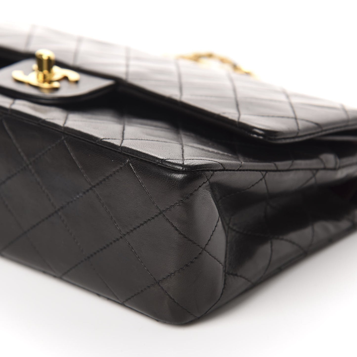 Lambskin Quilted Medium Double Flap Black