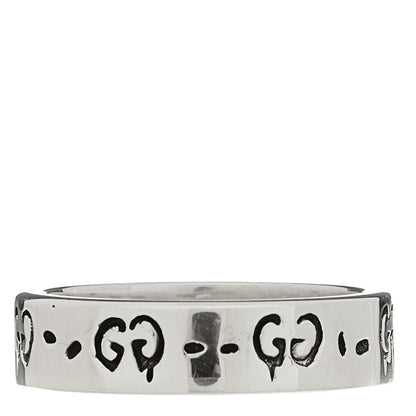 Gucci Sterling Silver Narrow GucciGhost Hamlet Skull Ring 63 10.25 3 of 6