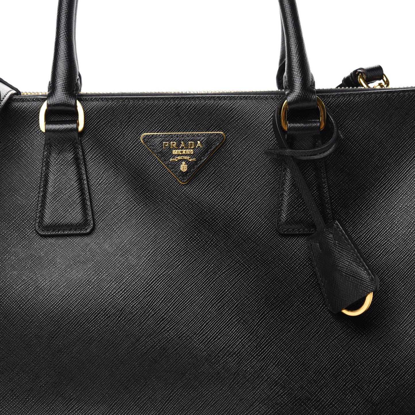 Saffiano Medium Galleria Double Zip Tote Black