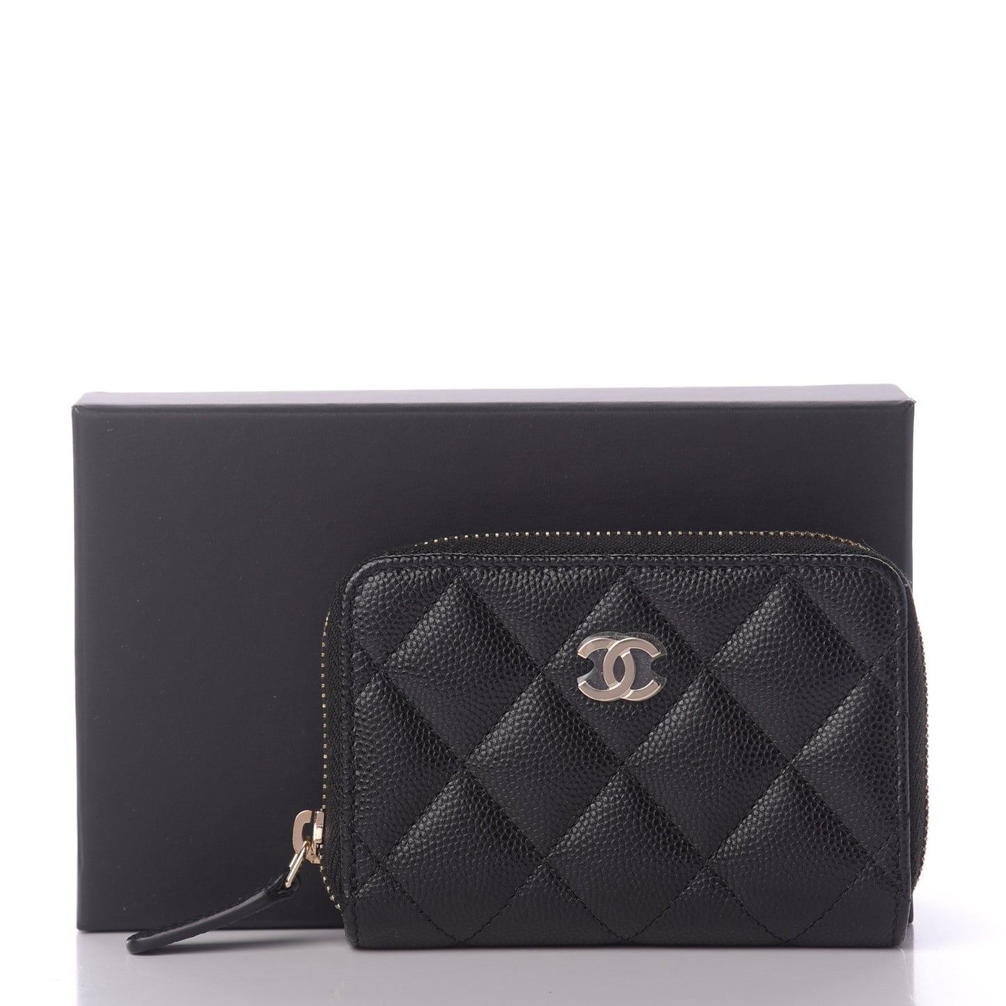 Caviar Quilted Zip Coin Purse Black