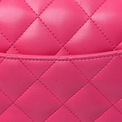 Chanel Lambskin Quilted Jumbo Double Flap Dark Pink 20 of 21