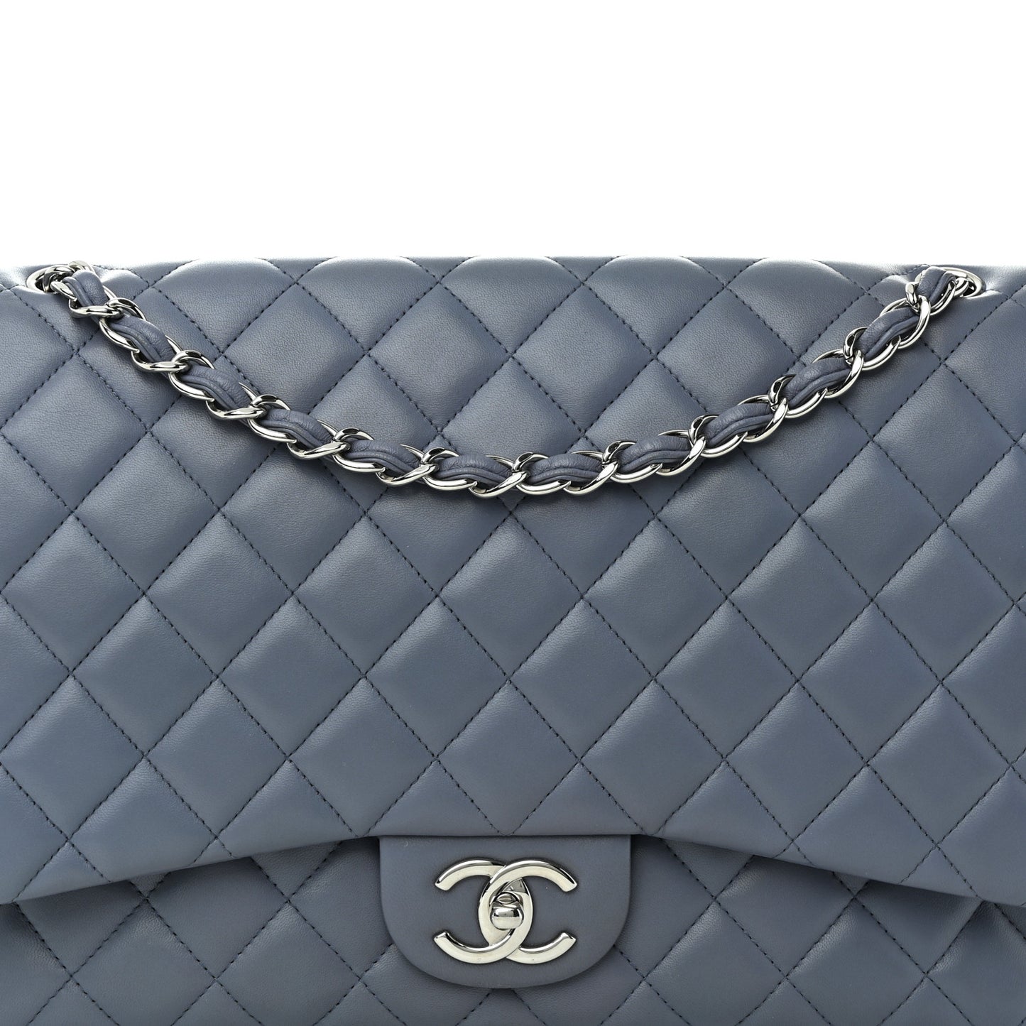 Lambskin Quilted Maxi Double Flap Light Purple