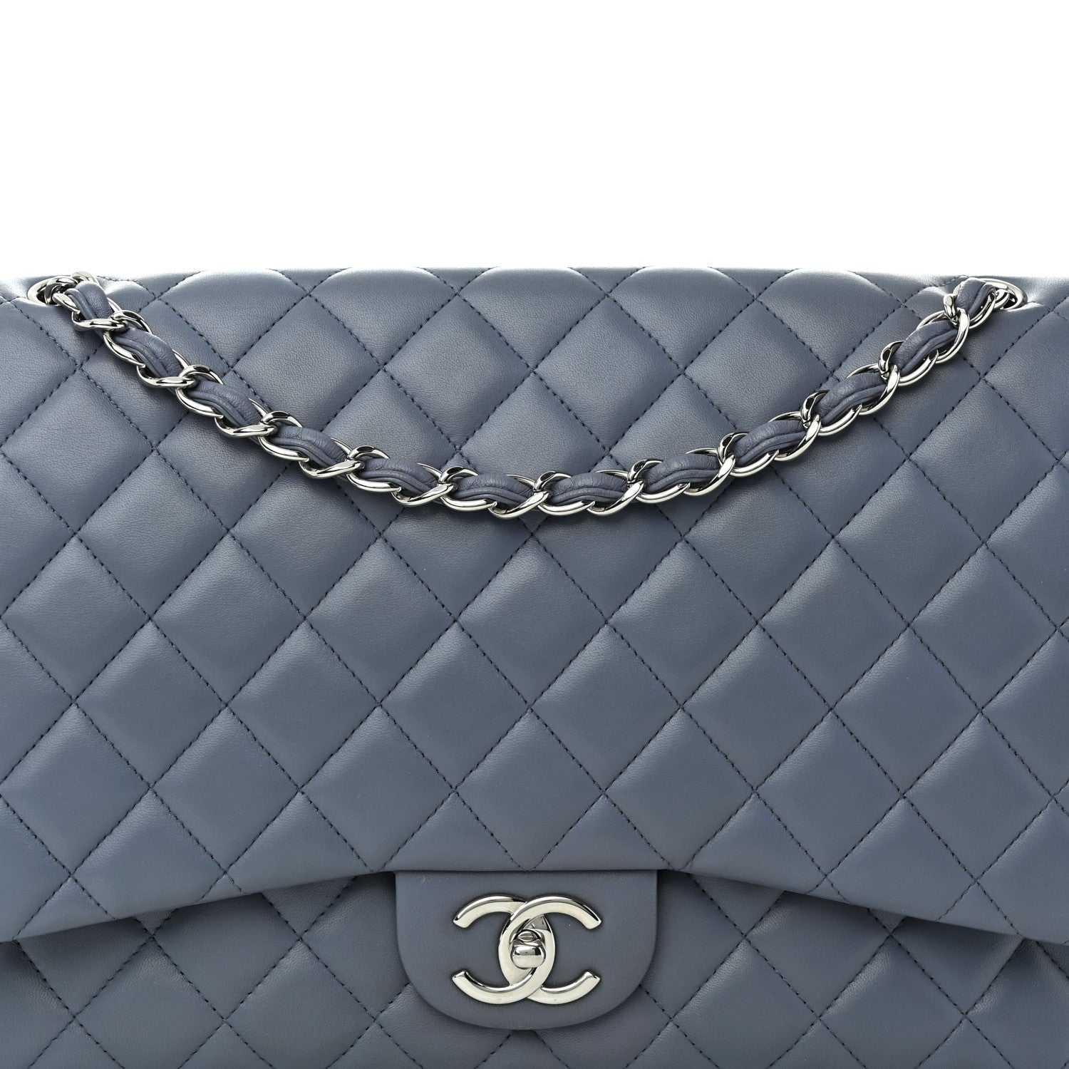 Chanel Lambskin Quilted Maxi Double Flap Light Purple 8 of 13