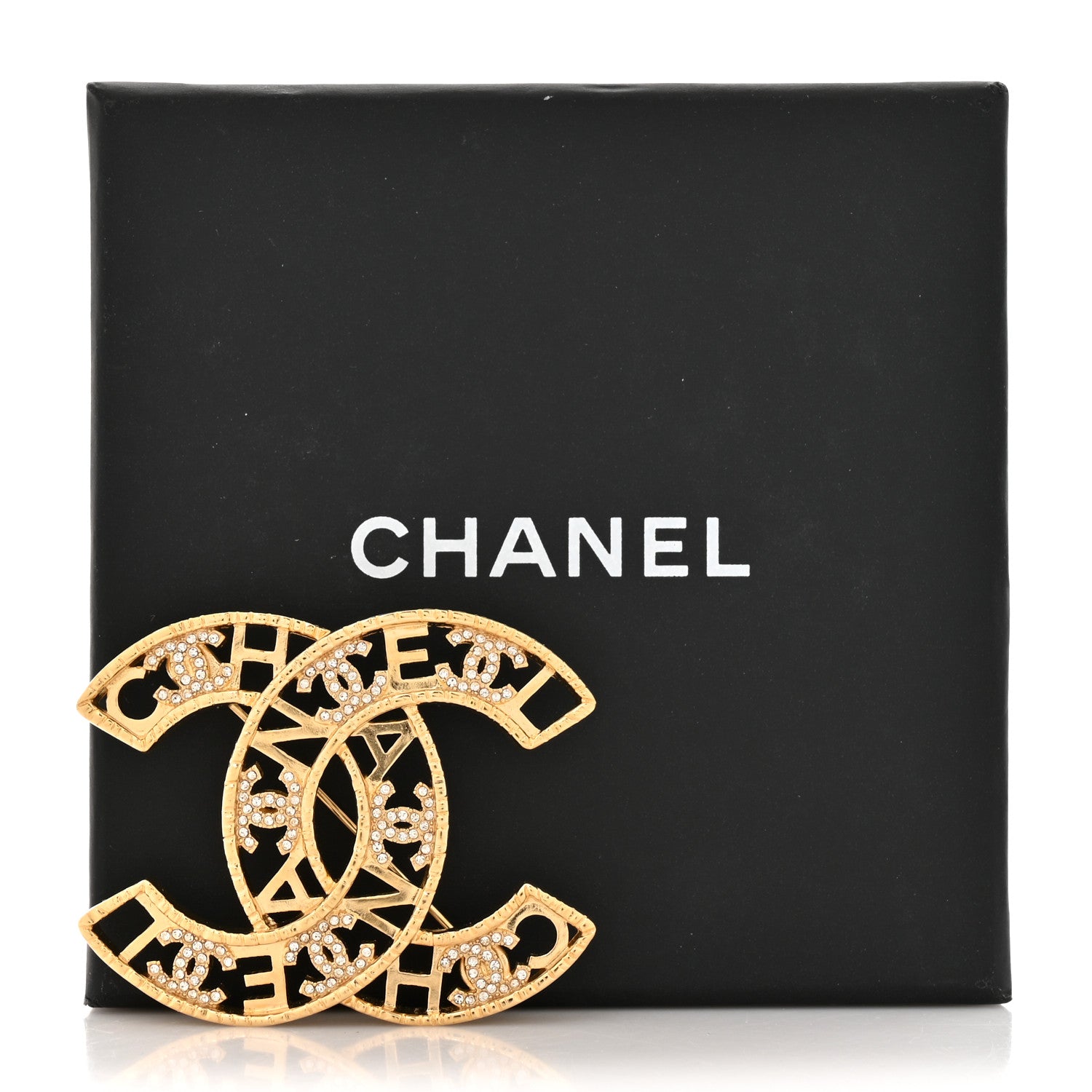 Chanel Crystal Coco CC Logo Brooch Gold 1865392 – FASHIONPHILE