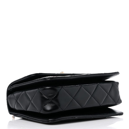 Chanel Shiny Calfskin Quilted Mini Chain Top Handle Flap Black 4 of 13