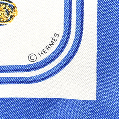 Hermes Silk Brides de Gala Nano Scarf 20 Bleu Vif White Or 2 of 3