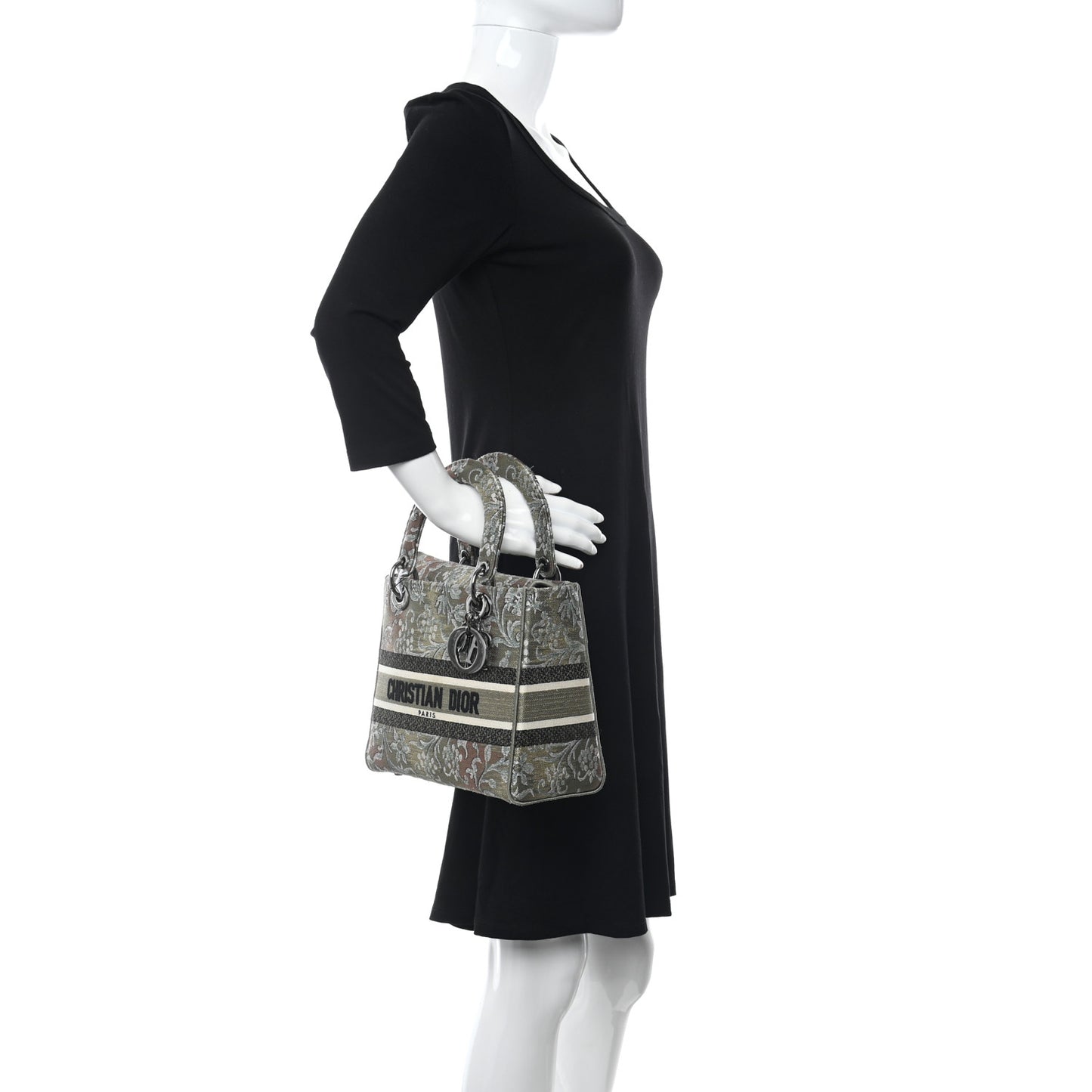 Metallic Canvas Embroidered Floral Medium Lady D-Lite Multicolor