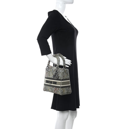 Christian Dior Metallic Canvas Embroidered Floral Medium Lady D-Lite Multicolor 2 of 13