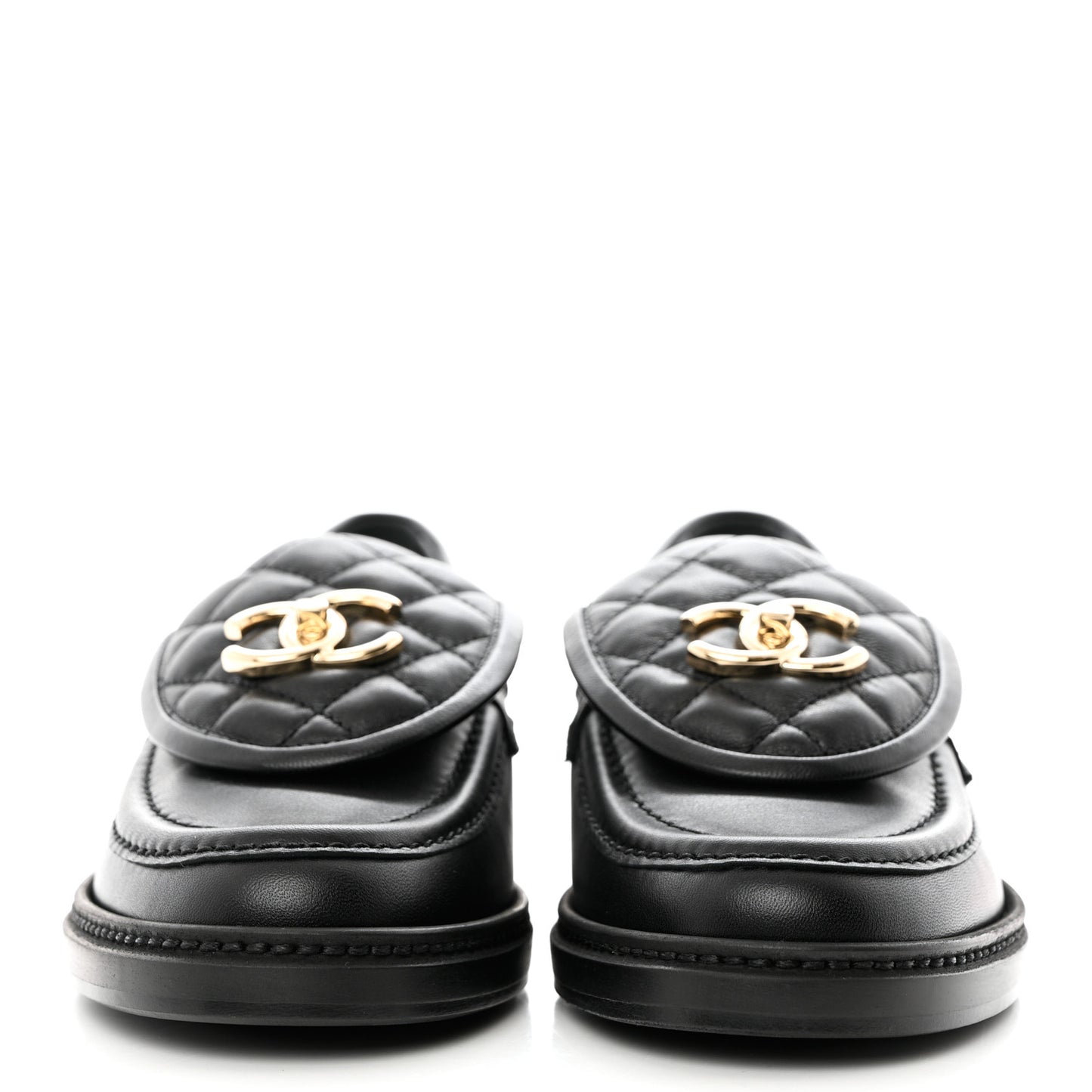 Lambskin Quilted CC Turnlock Loafers 37 Black