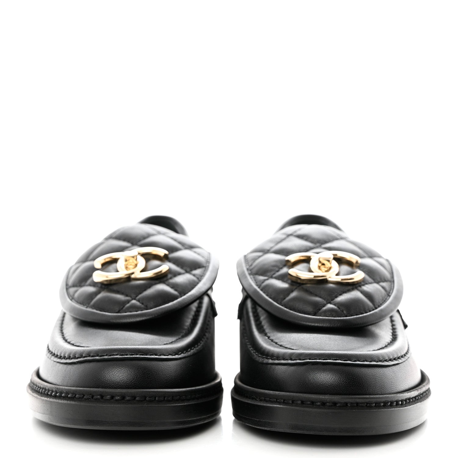 Chanel Lambskin Quilted CC Turnlock Loafers 37 Black 2 of 9
