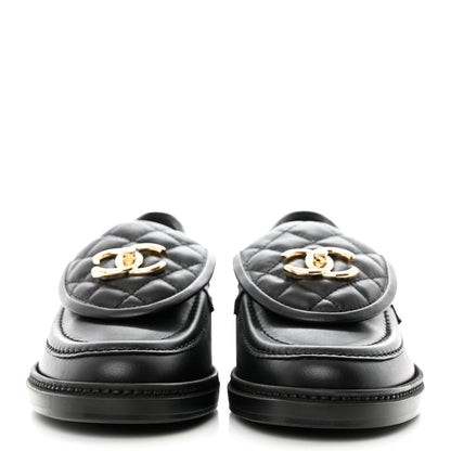 Chanel Lambskin Quilted CC Turnlock Loafers 37 Black 2 of 9
