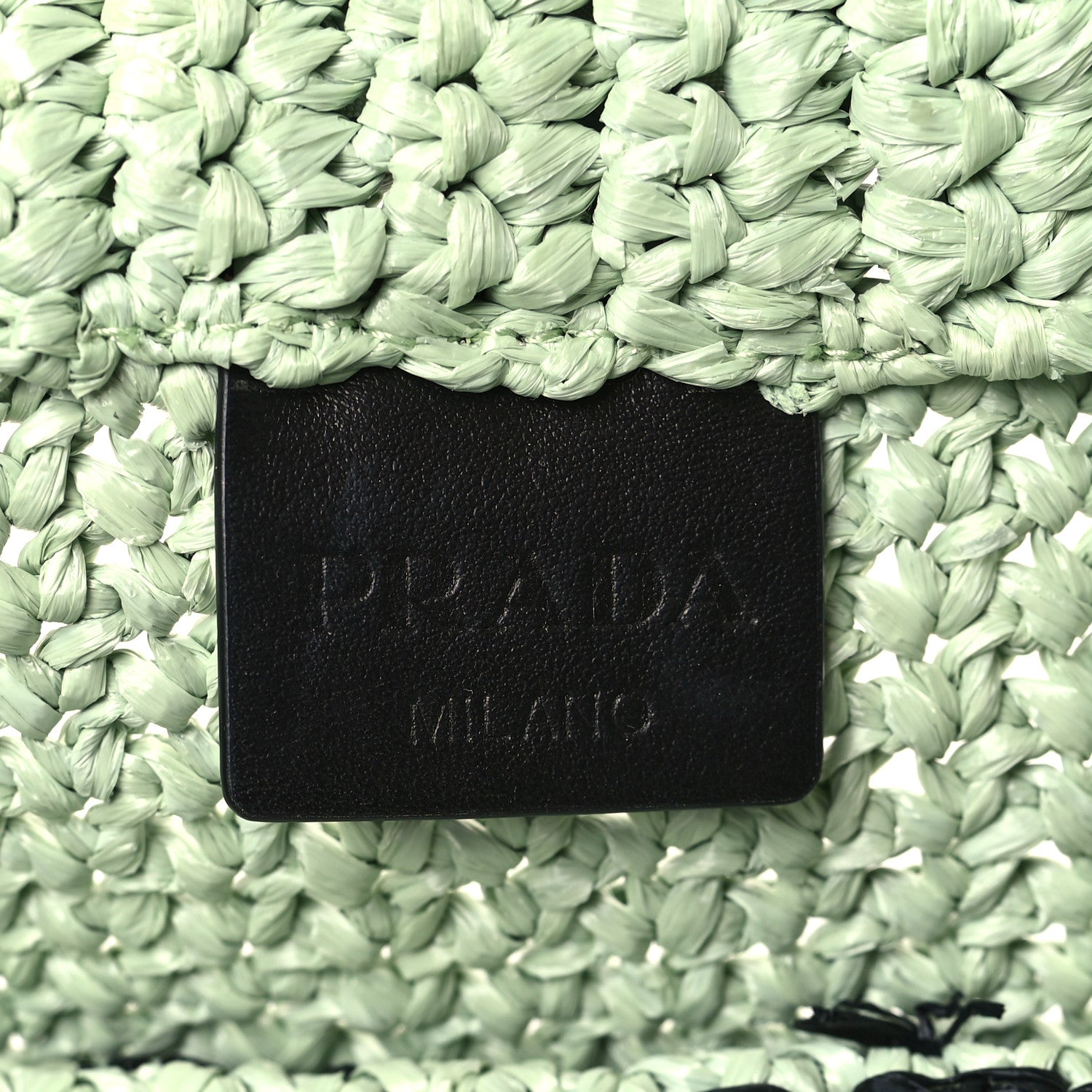 Prada Yarn Raffia Effect Crochet Small Logo Tote Acqua 6 of 9