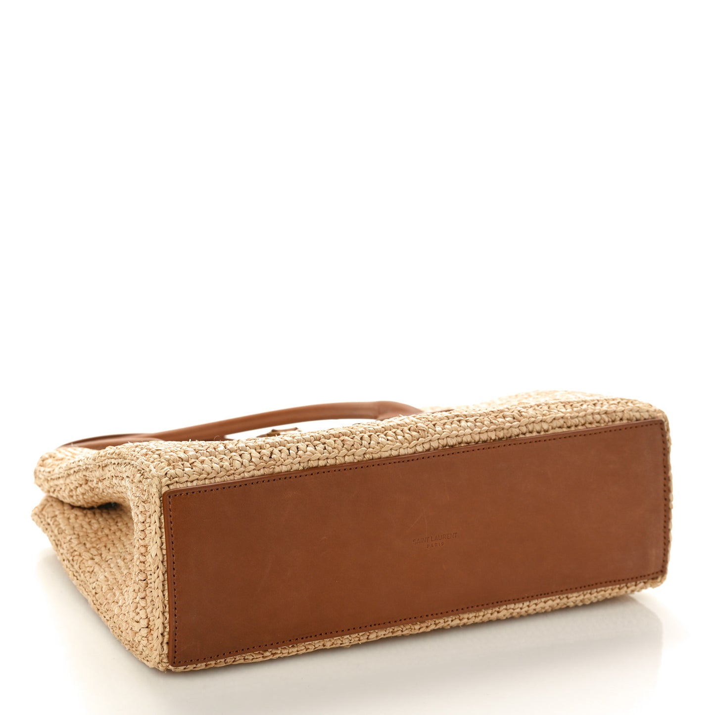 Raffia Calfskin Panier Rectangle Tote Naturel Brick